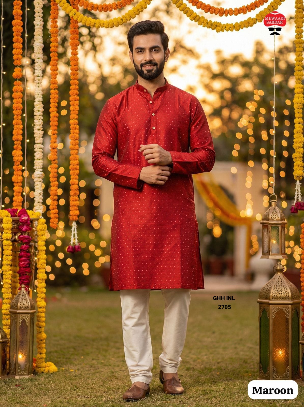 Silk Jacquard Men's Festive Kurta Pajama Set